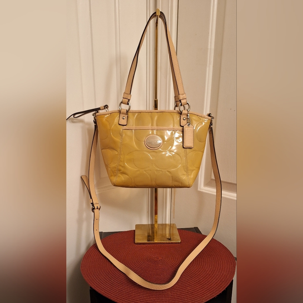 Coach Bag Patent Leather 2 Way Bag C Embossed Purse